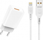 Telefoni laadija Denmen DC01, USB, 100 cm, valge v., 12 W