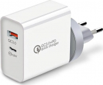 Telefoni laadija Montis MT008, USB/USB-C, valge v., 36 W