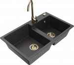 K&ouml;&ouml;givalamu Mexen Tomas, graniit, 80 cm x 50 cm x 19 cm, kuldne/must