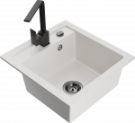 K&ouml;&ouml;givalamu koos kraaniga Mexen Vito, graniit, 49 cm x 52 cm x 21 cm, valge/must