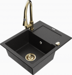 K&ouml;&ouml;givalamu koos kraaniga Mexen Enzo, vaik/graniit, 57.6 cm x 46.5 cm x 17.4 cm, h&otilde;be/must