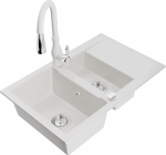 K&ouml;&ouml;givalamu koos kraaniga Mexen Gaspar White, graniit, 73 cm x 47 cm x 17.7 cm, valge