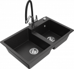 K&ouml;&ouml;givalamu koos kraaniga Mexen Tomas, graniit, 80 cm x 50 cm x 19 cm, kroomi/must/h&otilde;be