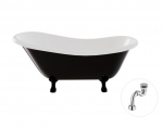 Vann, teisaldatav Besco Otylia B&W, 160 cm x 77 cm x 69.5 cm, ovaalne, valge/must