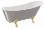 Vann, teisaldatav Besco Olaya Glam, 160 cm x 67 cm x 68 cm, ovaalne, kuldne/valge