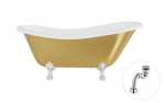 Vann, teisaldatav Besco Otylia Glam, 160 cm x 77 cm x 69.5 cm, ovaalne, kuldne/kroom