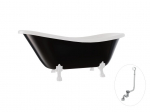 Vann, teisaldatav Besco Otylia B&W, 160 cm x 77 cm x 69.5 cm, ovaalne, valge/must
