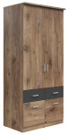 Riidekapp Brando 2, grafiit v./flagstaff oak dark v., 58 cm x 91 cm x 199 cm