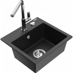 K&ouml;&ouml;givalamu koos kraaniga Mexen Milo, graniit, 43.5 cm x 41 cm x 17.1 cm, metallic black/silver+chrome