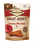 Koeramaius Carnilove Jerky Chicken & Wild Boar Bar, kanaliha/metssealiha, 0.1 kg