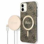 Telefonikorpuse ja laadija komplekt Guess GUBPN61H4EACSW, Apple iPhone 11, pruun