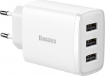 Telefoni laadija Baseus CCXJ020102, 3 x USB, 12.3 cm, valge v., 17 W
