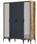 Riidekapp Kalune Design Kumsal RTR, antratsiit v./p&auml;hklipuu v., 47.5 cm x 160 cm x 201.4 cm, peegliga