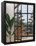 Riidekapp ADRK Ettore 180, must v., 58 cm x 180 cm x 215 cm, peegliga