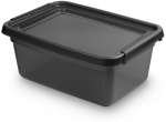 Kaanega hoiukarp, esemete hoidmiseks Orplast Base Store Coal, 12.5 l, l&auml;bipaistev v./must v., 38 x 28 x 16 cm