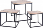 Kohvilaudade komplekt H&S, must v./teak v., 30.5 - 40.5 cm x 40.5 cm x 34.5 - 43 cm, 3 tk