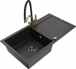 K&ouml;&ouml;givalamu koos kraaniga Mexen Leo, graniit, 90 cm x 50 cm x 19 cm, kuldne/must