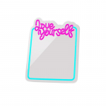 Peegel Forever Light Love Yourself LED FMNE01, valgustusega, rippuv, 34.5 cm x 44 cm, sinine v./roosa v.