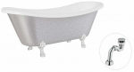 Vann, teisaldatav Besco Amelia Glam, 190 cm x 77 cm x 69 cm, ovaalne, h&otilde;be/kroom