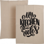 K&ouml;&ouml;gir&auml;tikute komplekt Home Styling Collection My Kitchen My Rules, must v./pruunikas v., 70 cm x 45 cm, 2 tk
