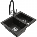 K&ouml;&ouml;givalamu koos kraaniga Mexen Carlos, graniit, 58.2 cm x 47.5 cm x 17.7 cm, metallic black/gold+black/chrome