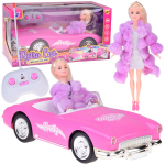 Nukk, autoga Retro Cadillac, 30 cm, roosa v.