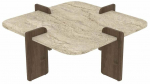 Kohvilaud Kalune Design Poalla, p&auml;hklipuu v./travertine v., 90 cm x 90 cm x 35 cm