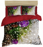 Voodipesukomplekt Mijolnir 178PRL1159, valge v./punane v./roheline v., 50 x 70 cm, 160 x 220 cm