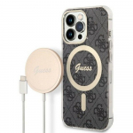 Telefonikorpuse ja laadija komplekt Guess 4G Print GUBPP13XH4EACSK, Apple iPhone 13 Pro Max, must