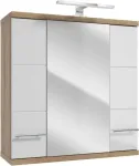 Seinakinnitusega vannitoakapp peegliga Deftrans Bari E70, tamm v./valge v., 25 cm x 70 cm x 72 cm