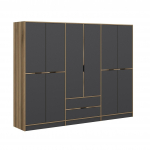Riidekapp Kalune Design Elina 7200, antratsiit v./pruun v., 52 cm x 277 cm x 210 cm