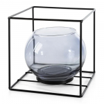 K&uuml;&uuml;nlahoidja 100737, klaas/metall, 17 cm, must v./hall v.