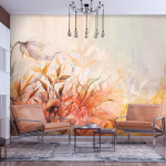 Fototapeet Artgeist Flaming Meadow - Nature Landscape With Meadow Of Flowers And Leaves In Watercolour Style, 70 cm x 100 cm