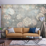 Fototapeet Artgeist Misty Nature - Muted Rose Flowers On A Background In Grey Tones, 315 cm x 450 cm