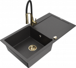 K&ouml;&ouml;givalamu koos kraaniga Mexen Leo, vaik/graniit, 90 cm x 50 cm x 19 cm, valge/must