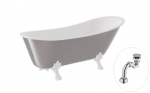 Vann, teisaldatav Besco Olaya Glam, 160 cm x 68 cm x 68 cm, ovaalne, valge/h&otilde;be