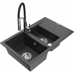 K&ouml;&ouml;givalamu koos kraaniga Mexen Gaspar, graniit, 73.7 cm x 47.5 cm x 17.7 cm, black granite+black/chrome