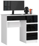 Kirjutuslaud sahtlitega Akord A-7, 90 cm x 50 cm, 77 cm, valge v./must v.