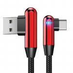 Evelatus TPC05 L-Shape Nailonp&otilde;imitud Tsingisulam USB-C andme- ja PD 20W laadija kaabel 1m Punane