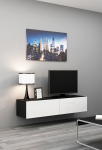 TV-laud Cama Meble Vigo 140, valge v./must v./tumehall v., 140 cm x 30 cm x 40 cm