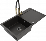 K&ouml;&ouml;givalamu koos kraaniga Mexen Leo Metallic black/gold+Black/Gold, graniit, 90 cm x 50 cm x 19 cm, kuldne/must