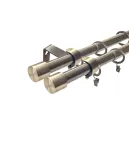 Kardinapuu komplekt Karpol Double, 200 - 350 cm, &Oslash; 19 mm, antiikne kuld v.