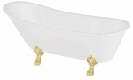 Vann, teisaldatav Besco Olaya, 160 cm x 68 cm x 68 cm, ovaalne, kuldne/valge