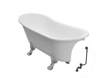 Vann, teisaldatav Besco Olaya, 160 cm x 68 cm x 68 cm, ovaalne, valge/must