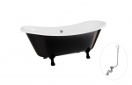 Vann, teisaldatav Besco Amelia B&W, 190 cm x 77 cm x 69 cm, ovaalne, valge/must