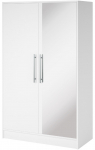 Riidekapp Alarica, valge v., 60 cm x 120 cm x 200 cm, peegliga