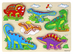 Puidust pusle, dinosaurus Lean Toys, 1 cm, mitmev&auml;rviline, 11 tk