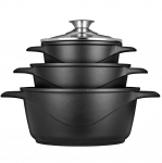 Kahjustatud pakendiga toode. Pottide komplekt Smile Cookware MGK-18, 24 cm, 5.5 l, must v.