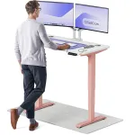 Arvutilaud reguleeritava k&otilde;rgusega Desktronic HomePro, 120 cm x 60 cm, 61 - 127 cm, valge v./roosa v.