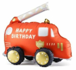 &Otilde;hupall erikujuga PartyDeco Happy Birthday Fire Truck, kuldne v./must v./punane v.